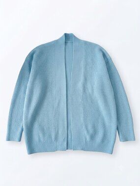 Ann Taylor Light Blue Waffle Knit Open Front Cardigan Sweater - $98 Retail